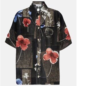 Ganni Floral Printed Linen & Silk Shirt